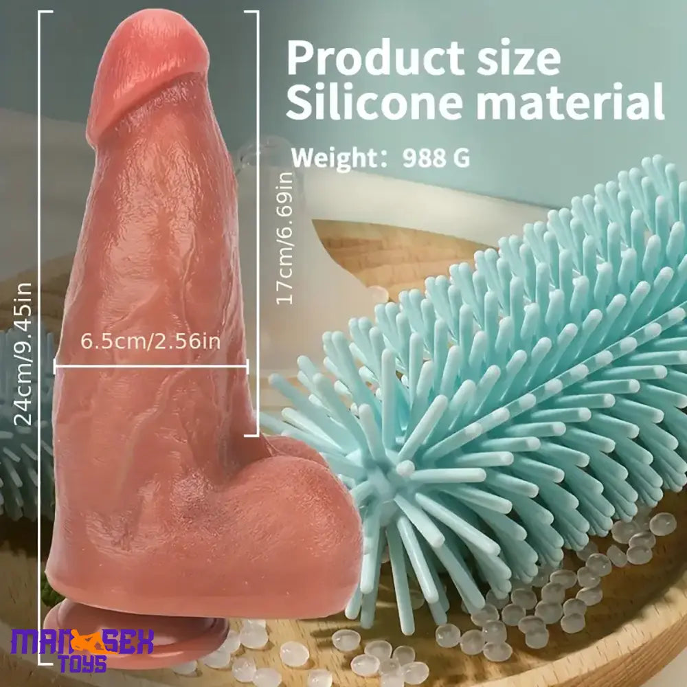 9.45in Ten Modes Thrusting Vibrating Heating Silicone Remote Wireless Dildo