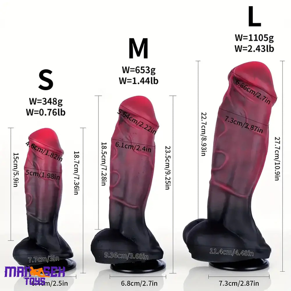 7.36in 9.25in 10.9in Thick Big Fantasy Silicone Dildo Realistic Texture Toy