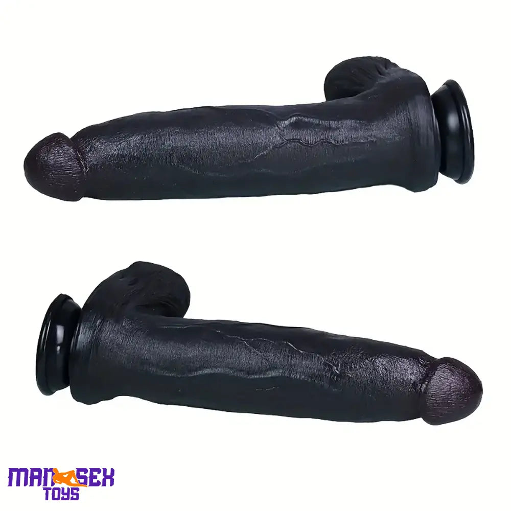 12.2in 13.4in Real Looking Silicone Big Long Flexible Ebony Anal Sex Dildo