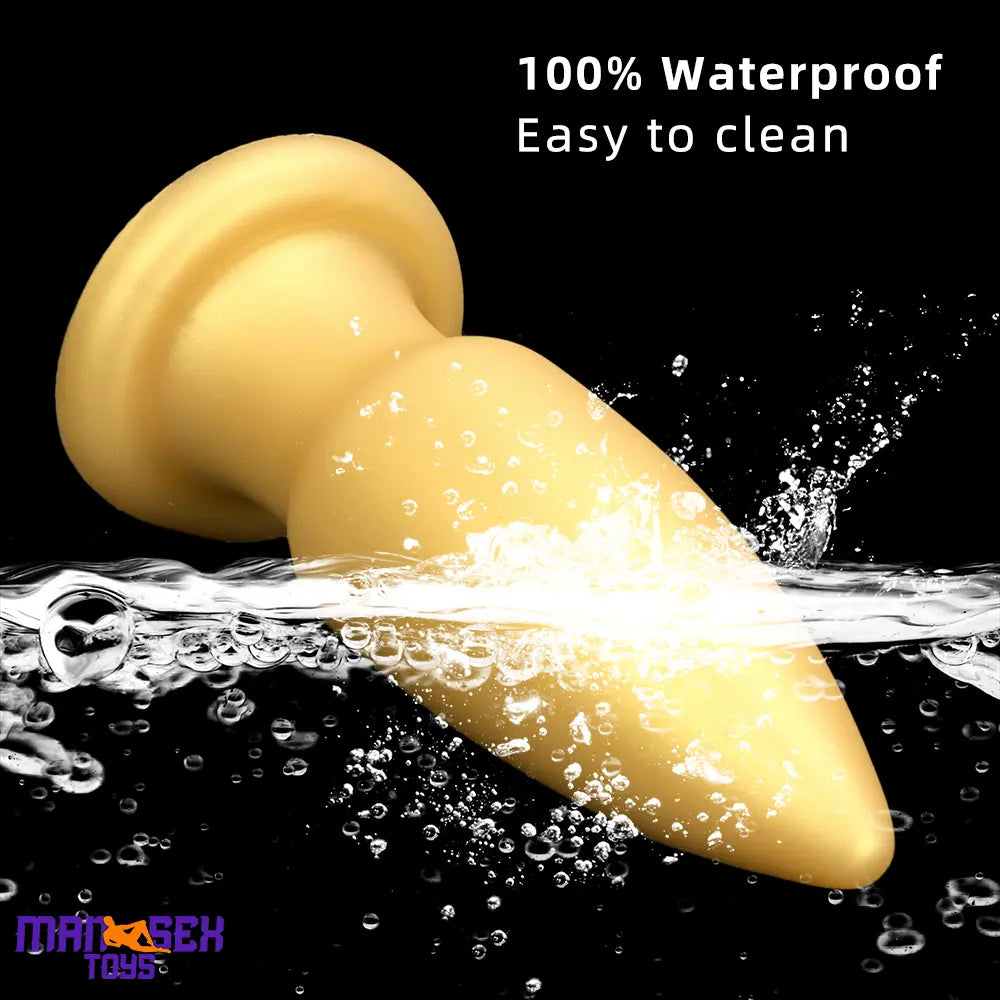 8.85in Premium Gold Soft Liquid Silicone Big Butt Plug Dildo Cock Sex Toy