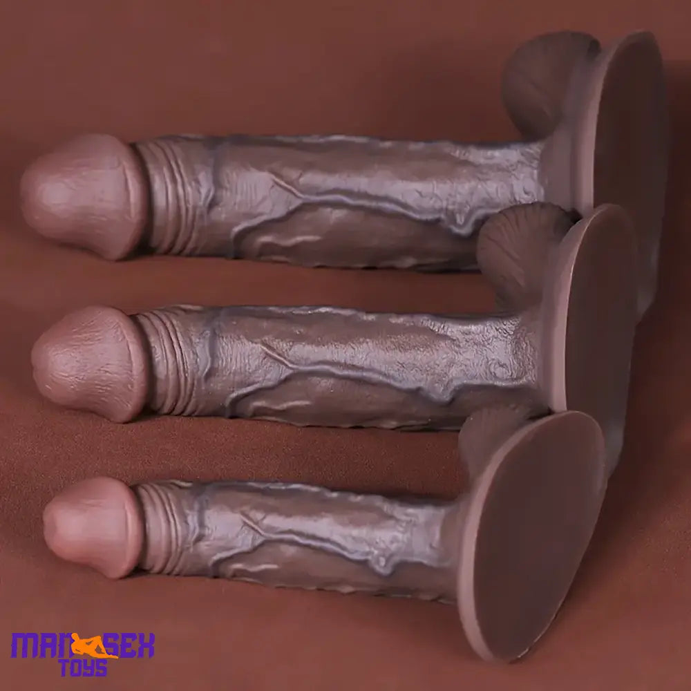 5.3in 7.09in 9.06in Ebony Silicone Soft Dildo For Flirting Orgasm Expansion