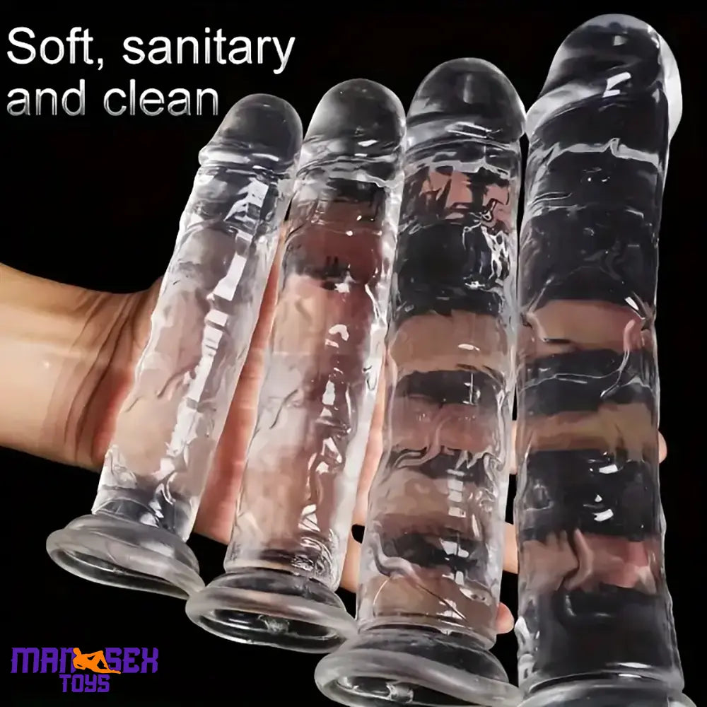 6.3in 7.1in 7.7in 8.5in 9.8in 12in Realistic Clear Cock Dildo With Suction Cup