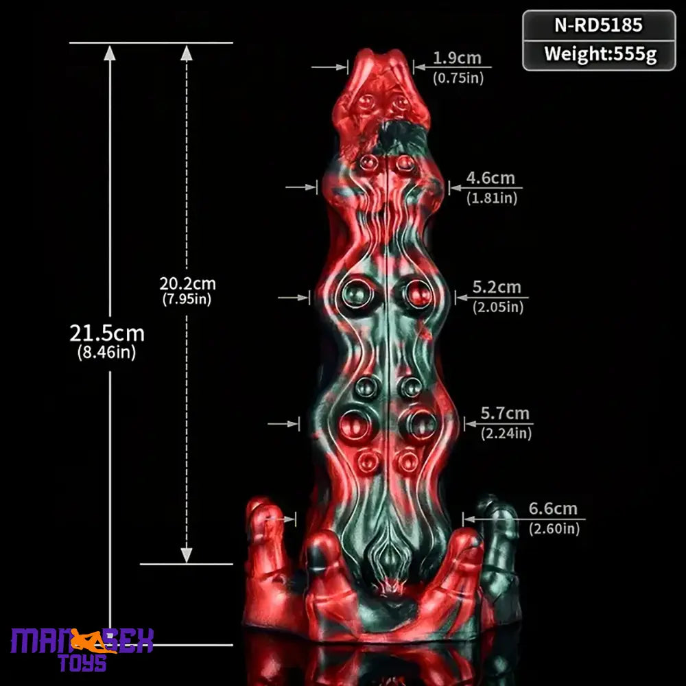 8.46in Red Devils Fantasy Big Monster Silicone Soft Dildo Cock Love Toy