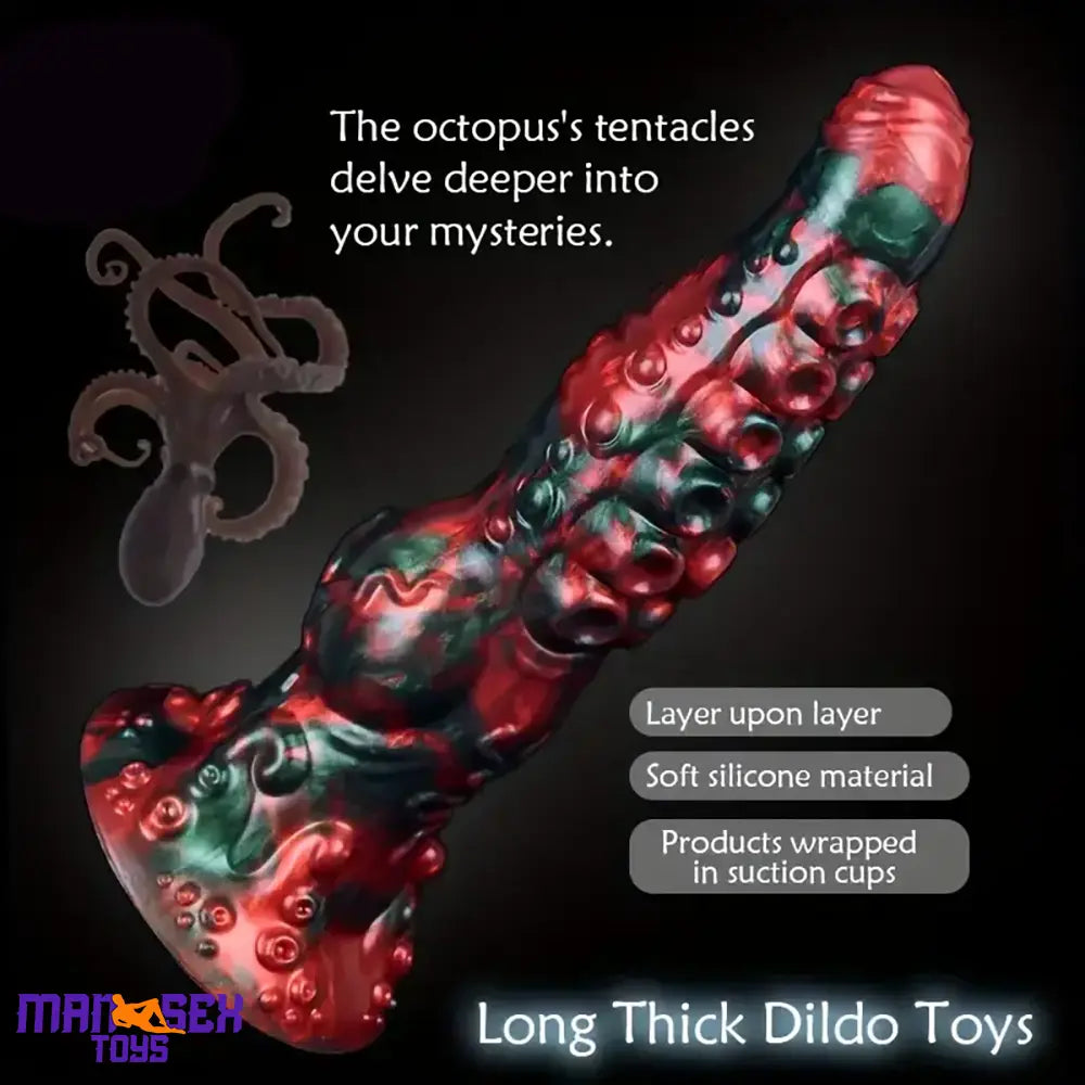 9.65in Silicone Big Soft Thick Tentacle Octopus Monster Dildo Sex Cock Toy