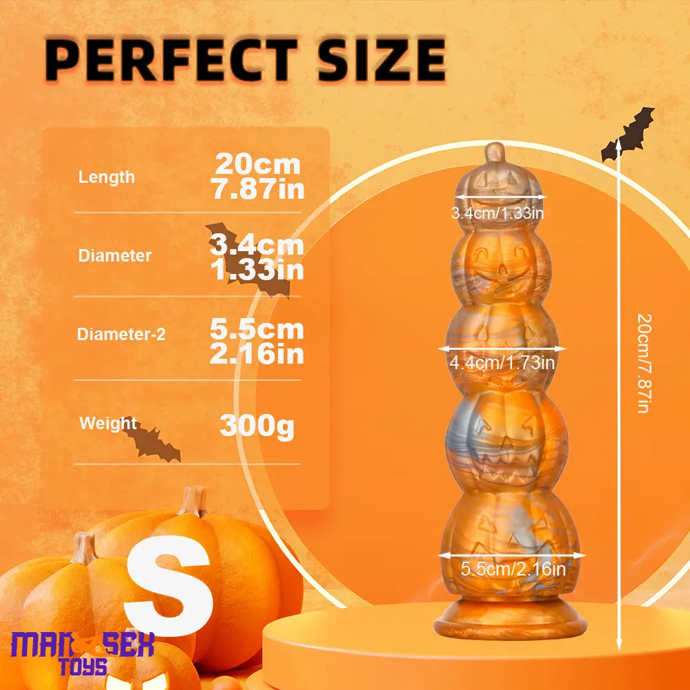 8.66in 11.85in 7.87in 11.02in Pumpkin Skull Silicone Dildo For Halloween