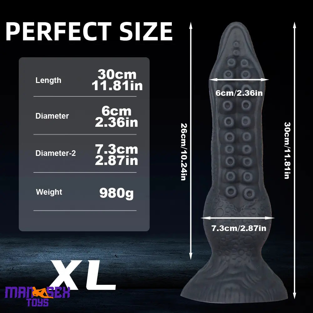 7.08in 9.06in 10.24in 11.81in Octopus Tentacle Cock Silicone Soft Dildo