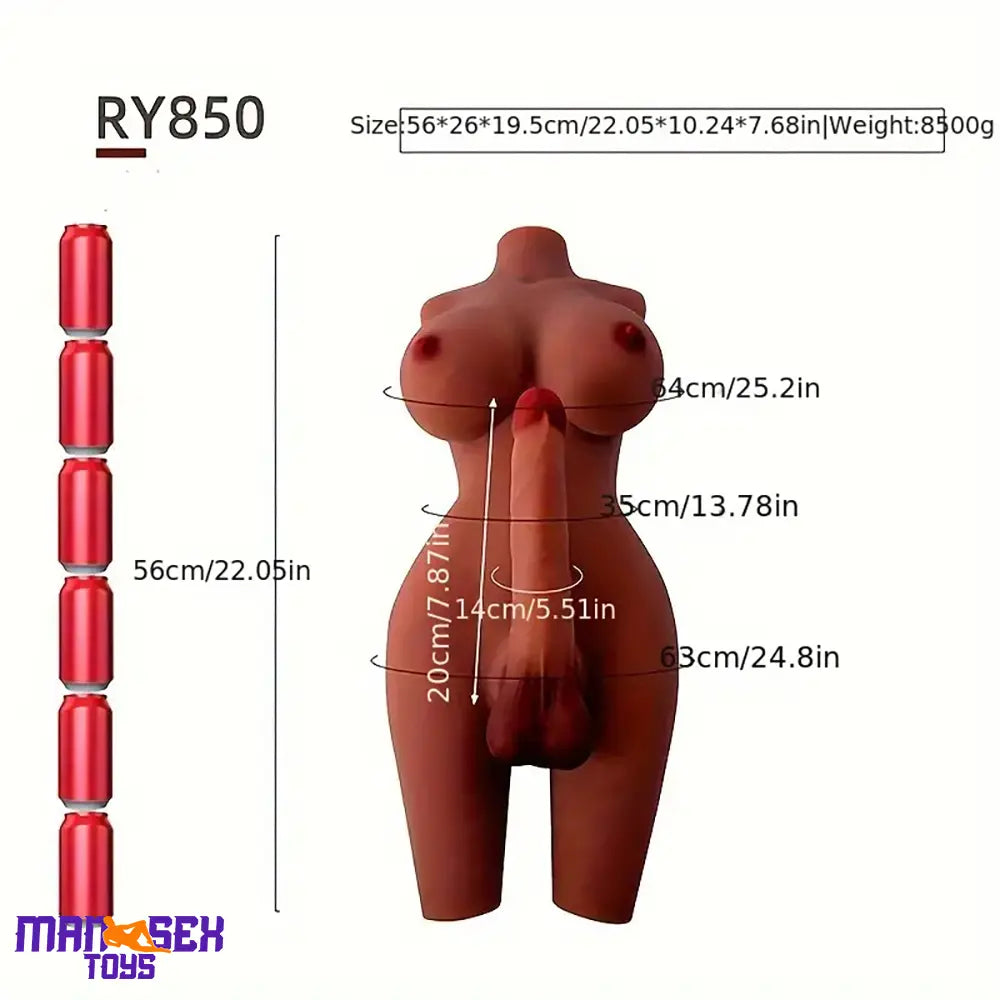 7.09in 7.87in Realistic Silicone Dildo With Sex Doll Torso Clit Masturbator