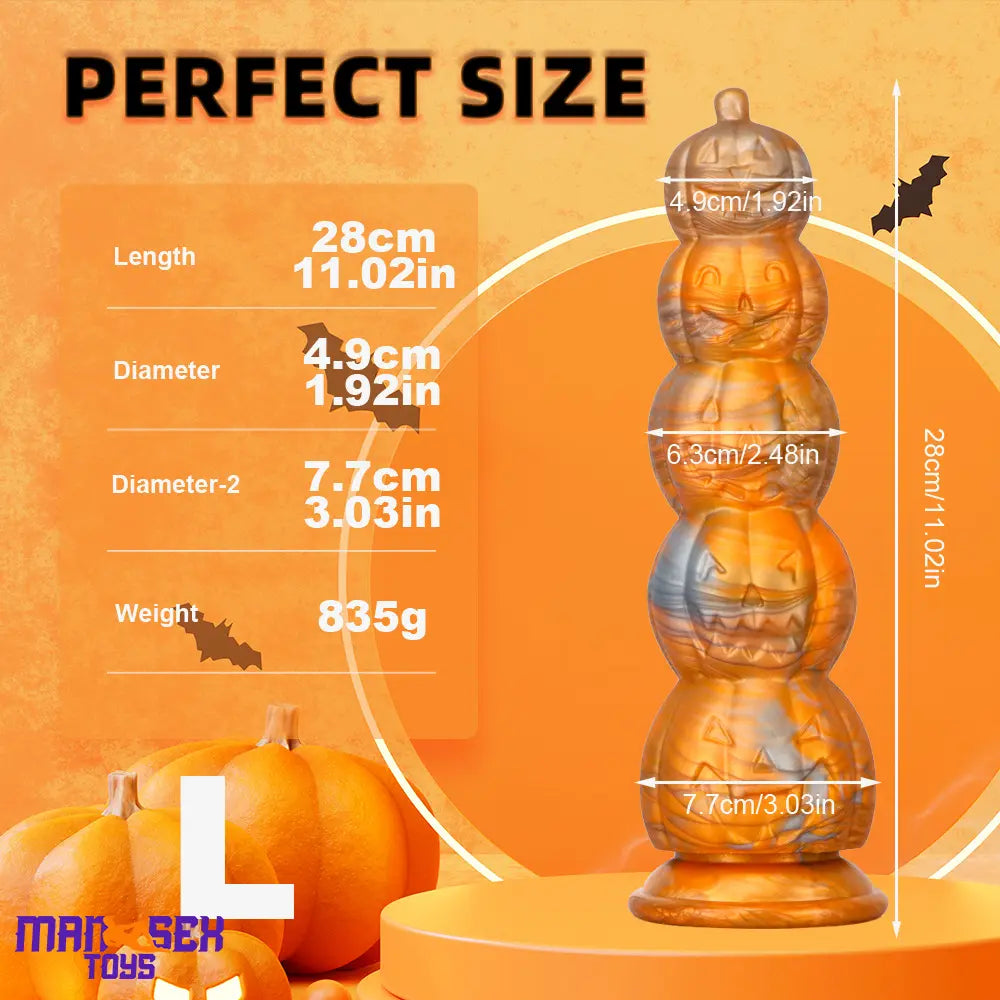 8.66in 11.85in 7.87in 11.02in Pumpkin Skull Silicone Dildo For Halloween