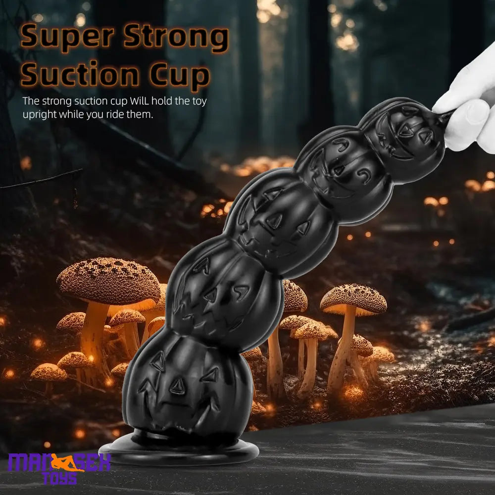 8.66in 11.8in 7.87in 11.02in Pumpkin Skull Odd Head Big Black Odd Dildo