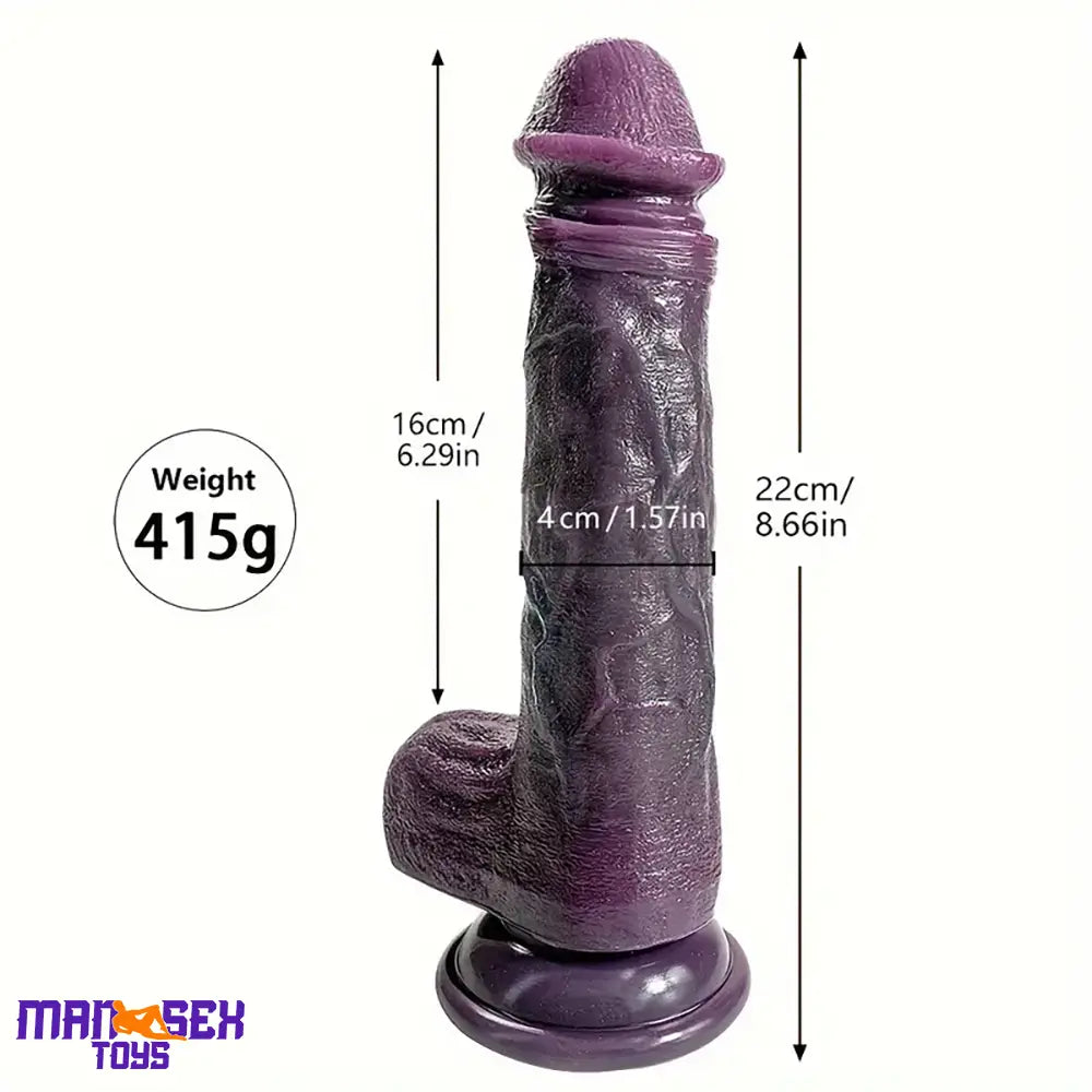 8.66in 8.74in 10.43in Big Ebony Silicone Flexible Dildo G-Spot Stimulator