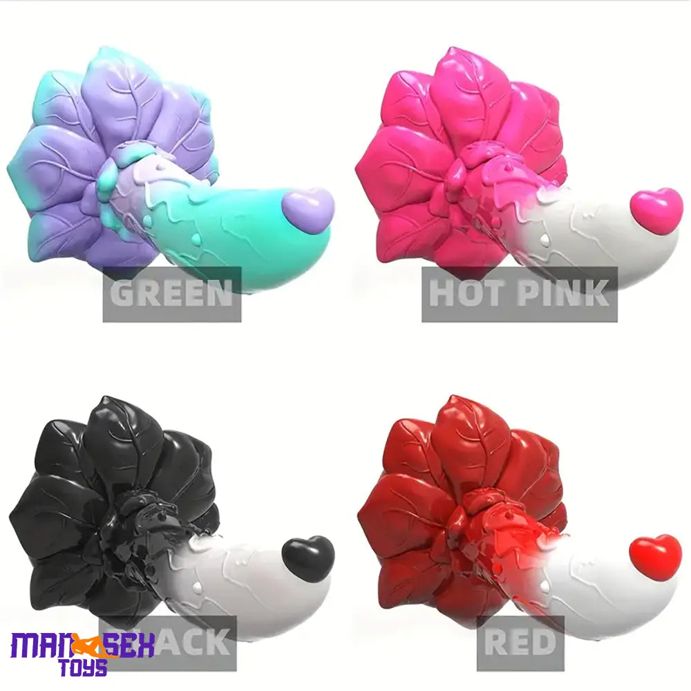 7.4in Soft Flexible Silicone Rose Shape Colored Particles Cock Head Dildo
