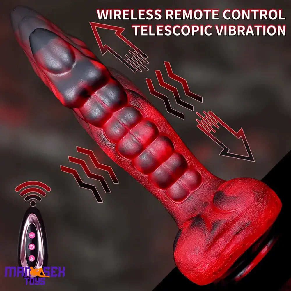 9.25in Retractable Heating Remote Control Vibrating Silicone Pleasure Dildo