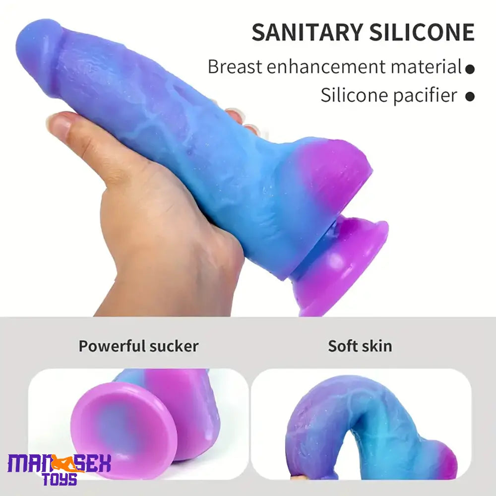 7.4in Unisex Soft Flexible Silicone Luminous Dildo Male Cock Sex Love Toy