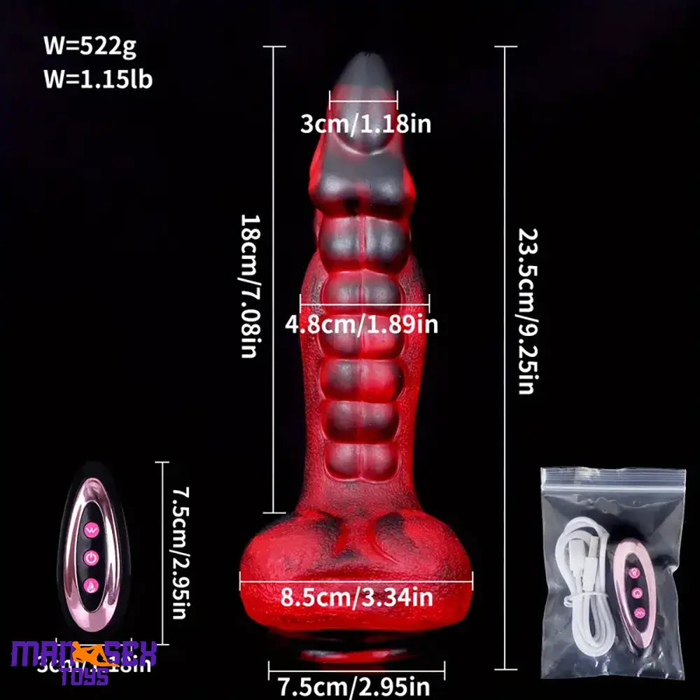 9.25in Retractable Heating Remote Control Vibrating Silicone Pleasure Dildo
