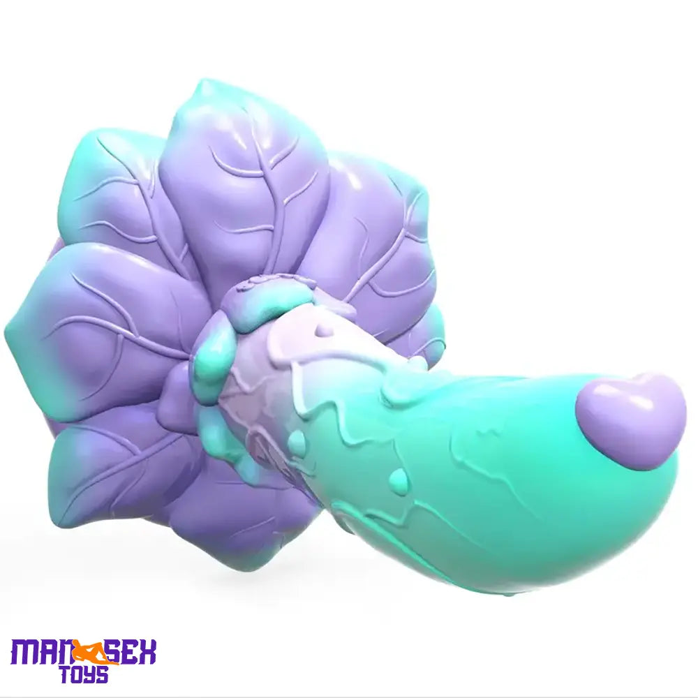 7.4in Soft Flexible Silicone Rose Shape Colored Particles Cock Head Dildo