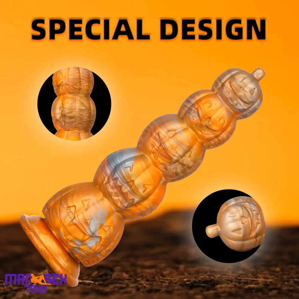 8.66in 11.85in 7.87in 11.02in Pumpkin Skull Silicone Dildo For Halloween