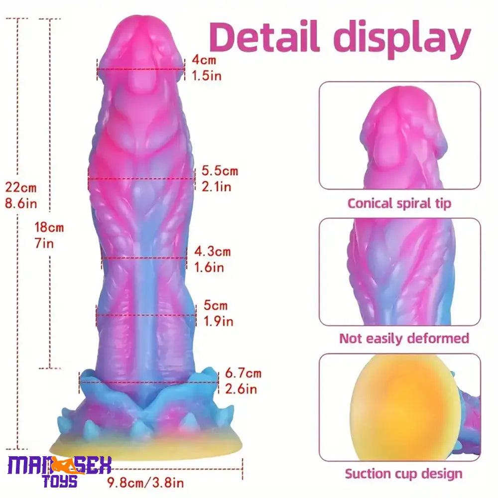 8.6in Silicone Soft Monster Dildo Big Glowing Masturbator For Prostate Cock