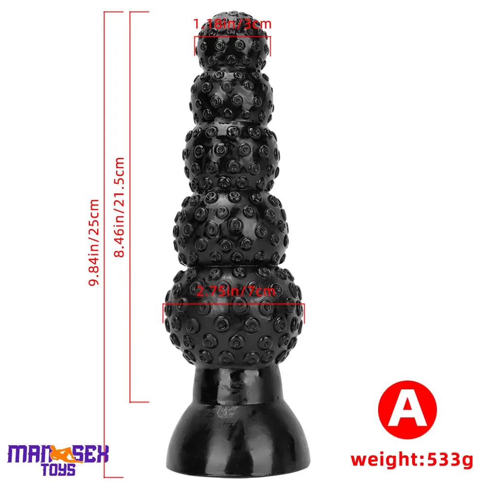 9.84in 13.38in 13.78in 15.74in Big Black Beads Butt Plug Dildo Suction Cup