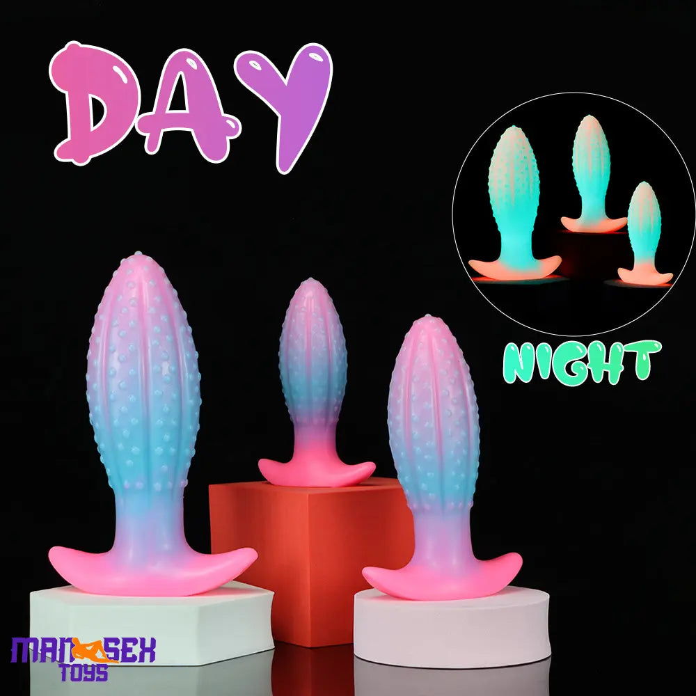 4.5in 5.67in 7.6in Plus One Silicone Soft Fluorescent Luminous Anal Plug Dildo