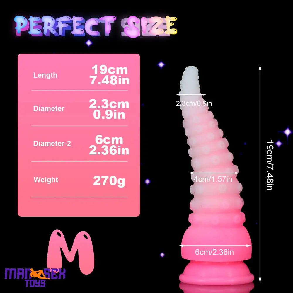 6.42in 7.48in 8.66in Fluorescent Octopus Tentacle Soft Dildo For Masturbator