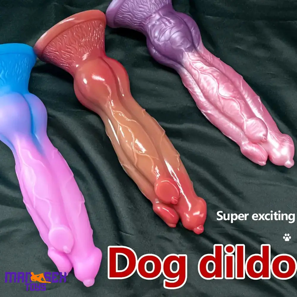 11.02in Colorful Silicone Flexible Fantasy Dog Dildo For BDSM Sex Game