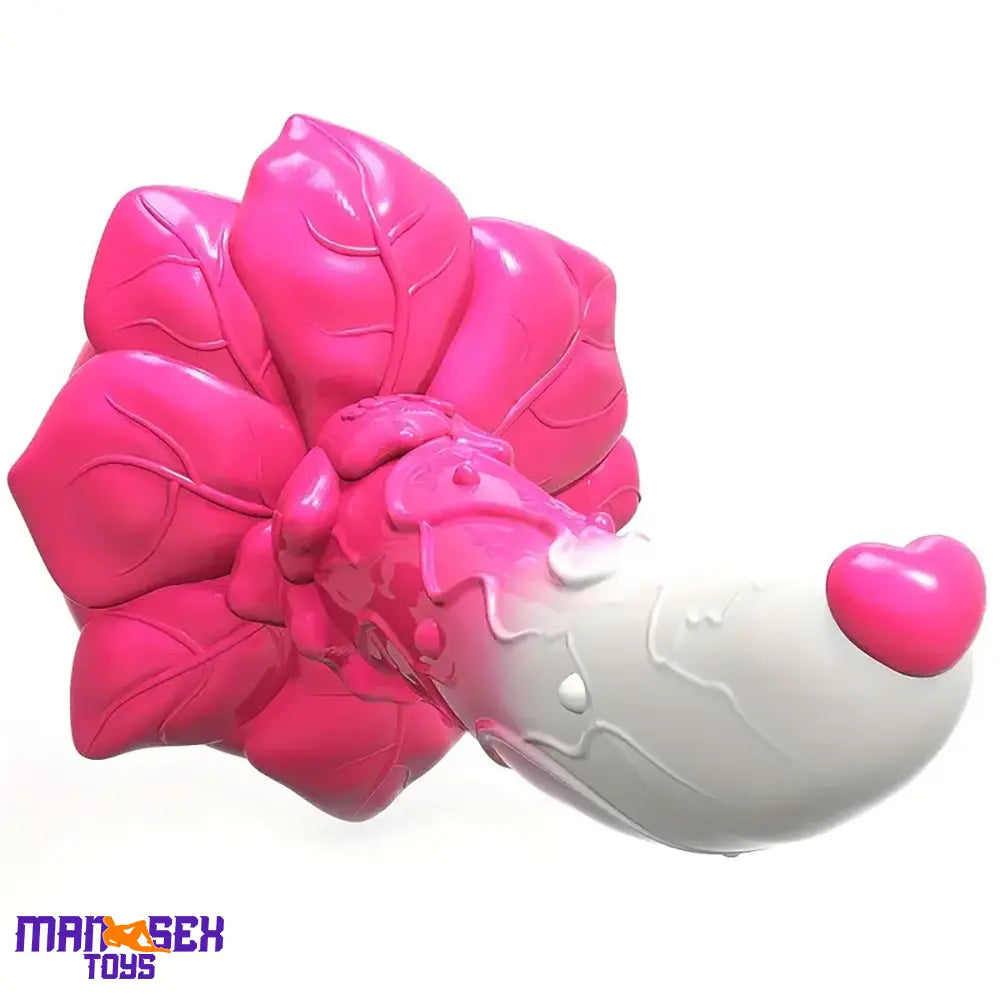 7.4in Soft Flexible Silicone Rose Shape Colored Particles Cock Head Dildo