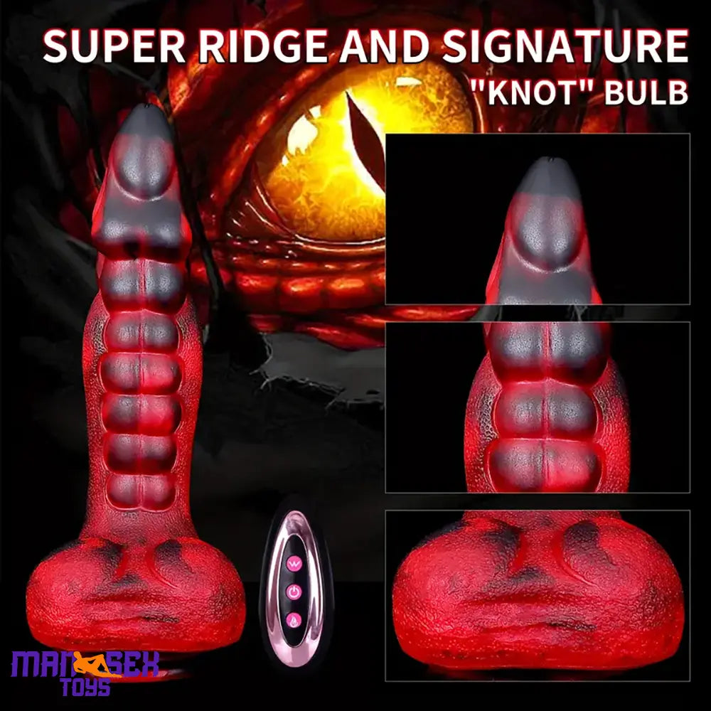 9.25in Retractable Heating Remote Control Vibrating Silicone Pleasure Dildo