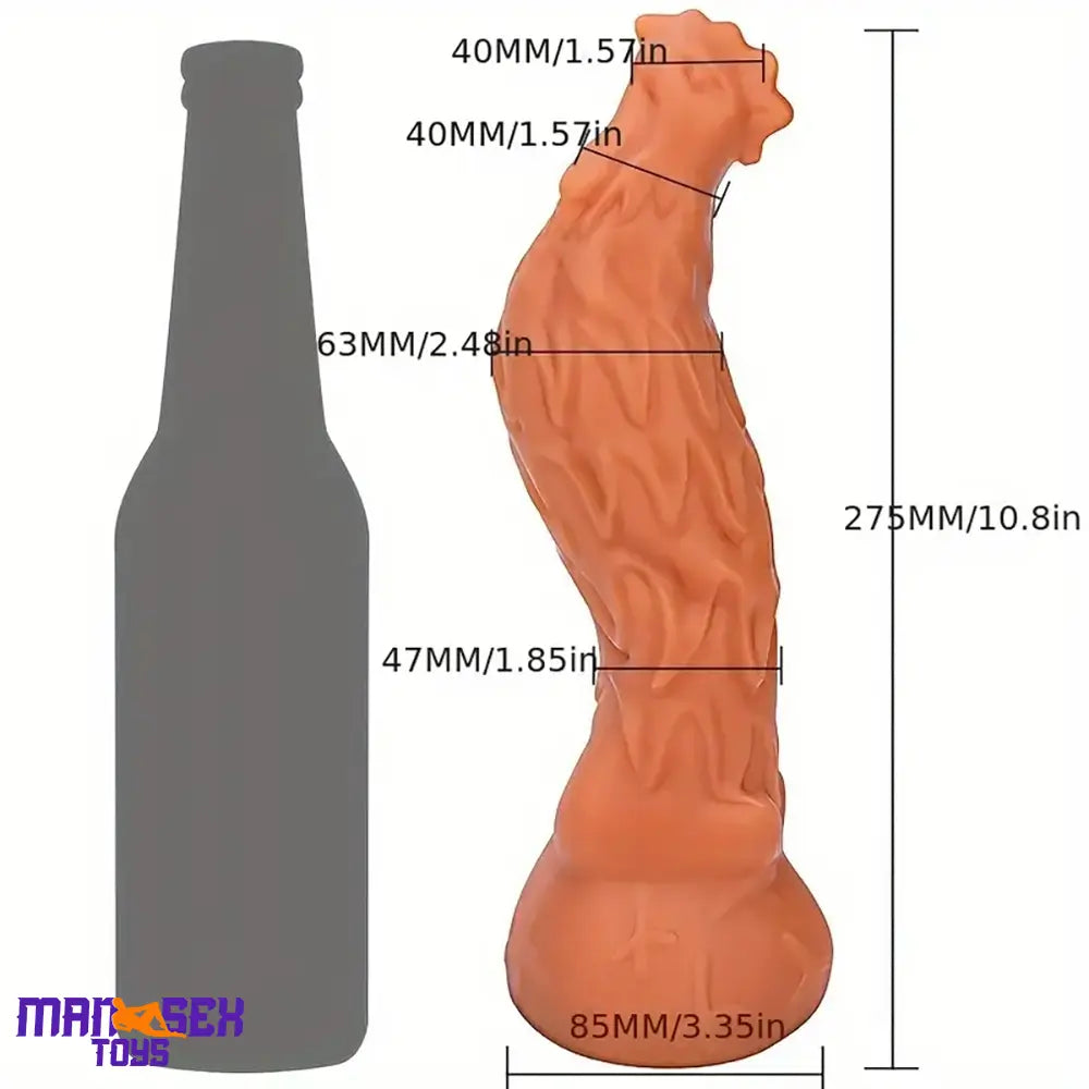 10.8in Rooster Shape Fantasy Large Silicone Soft Dildo For Clit Stimulation