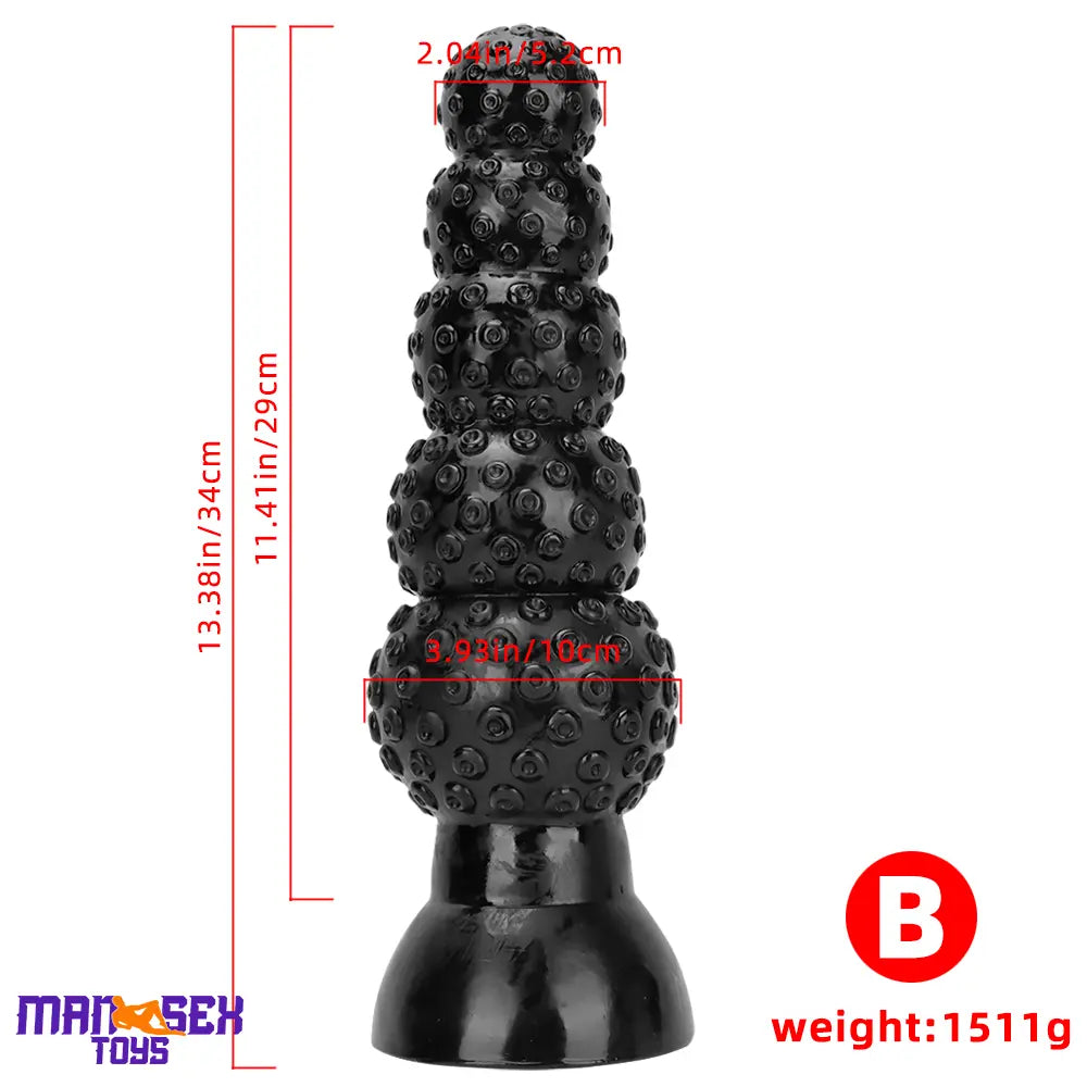 9.84in 13.38in 13.78in 15.74in Big Black Beads Butt Plug Dildo Suction Cup