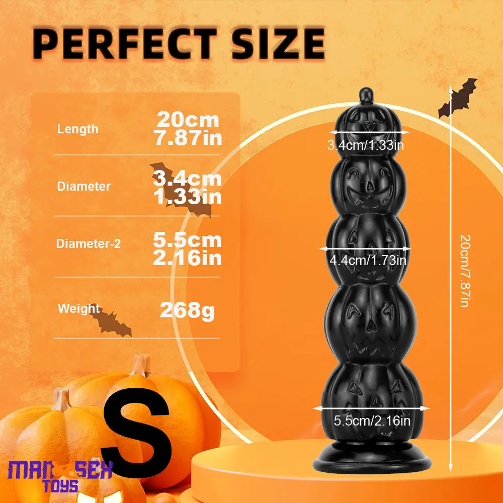 8.66in 11.8in 7.87in 11.02in Pumpkin Skull Odd Head Big Black Odd Dildo