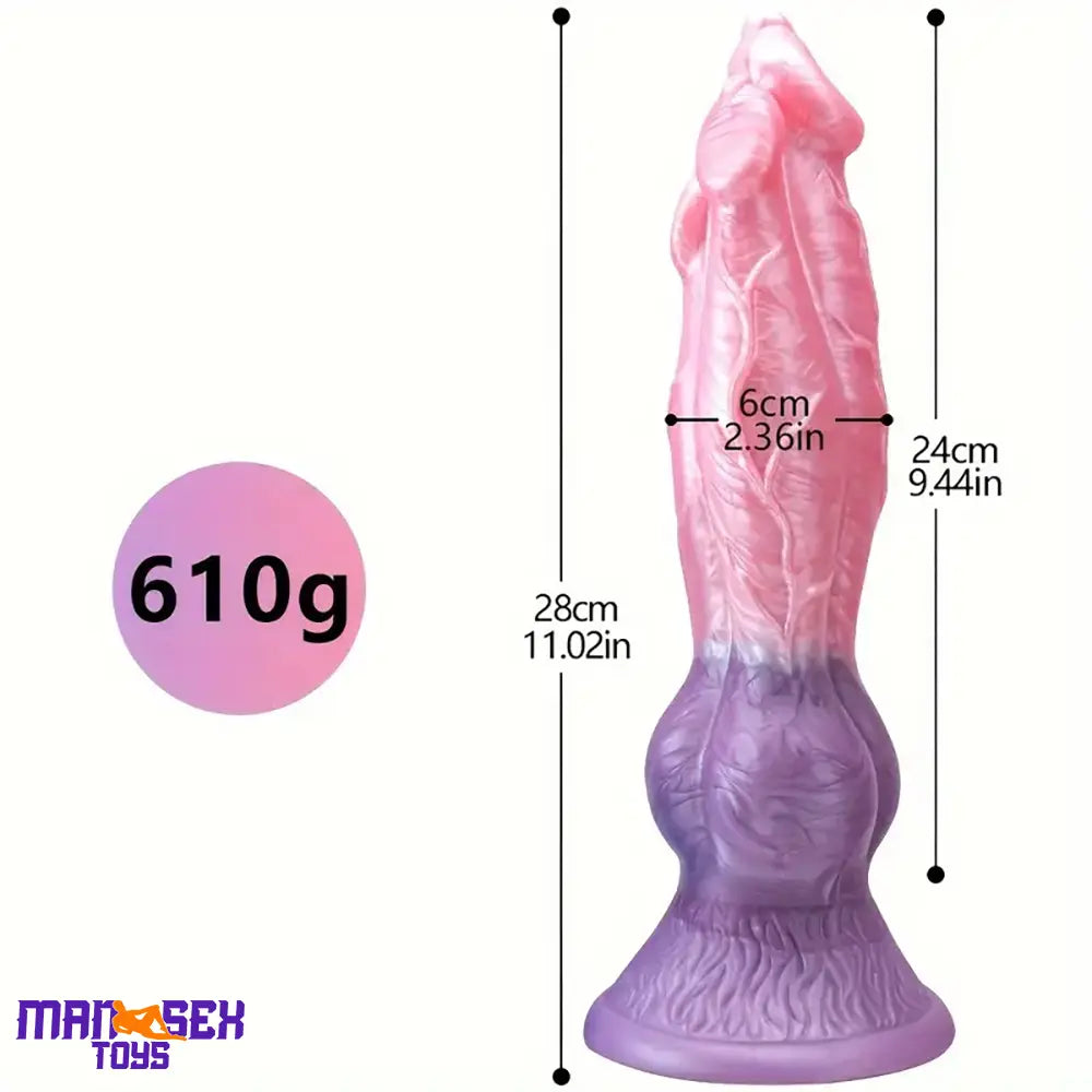 11.02in Colorful Silicone Flexible Fantasy Dog Dildo For BDSM Sex Game