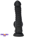 8.07in Big Black Fantasy Double Layer Silicone Flexible Caterpillar Dildo