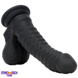 8.07in Big Black Fantasy Double Layer Silicone Flexible Caterpillar Dildo