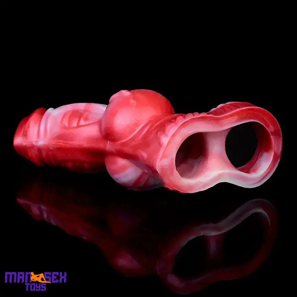 4.92in 5.83in Silicone Soft Cock Ring Dildo Sleeve Dog Animal Knotted Extender