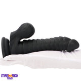 8.07in Big Black Fantasy Double Layer Silicone Flexible Caterpillar Dildo
