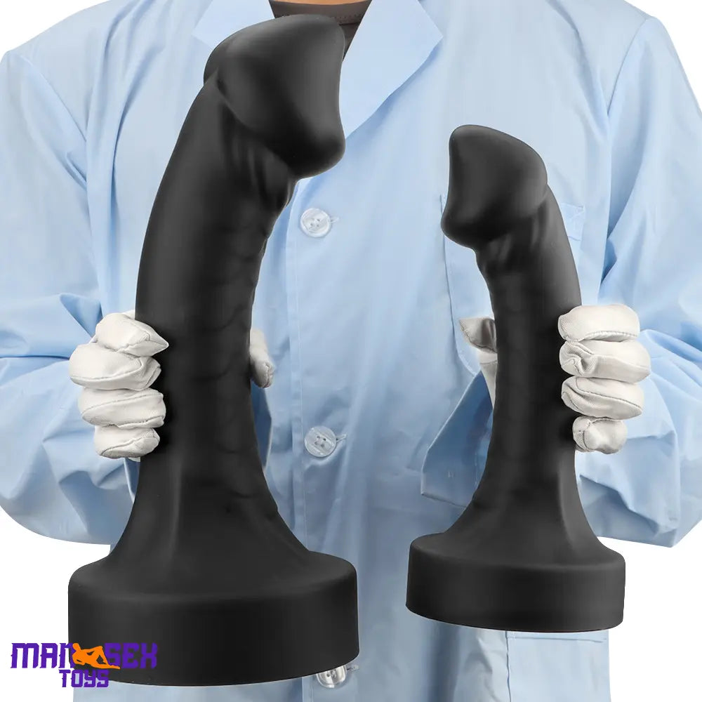 10.63in 12.6in 13.77in Silicone Big Soft Curved Black Dildo Mushroom Head