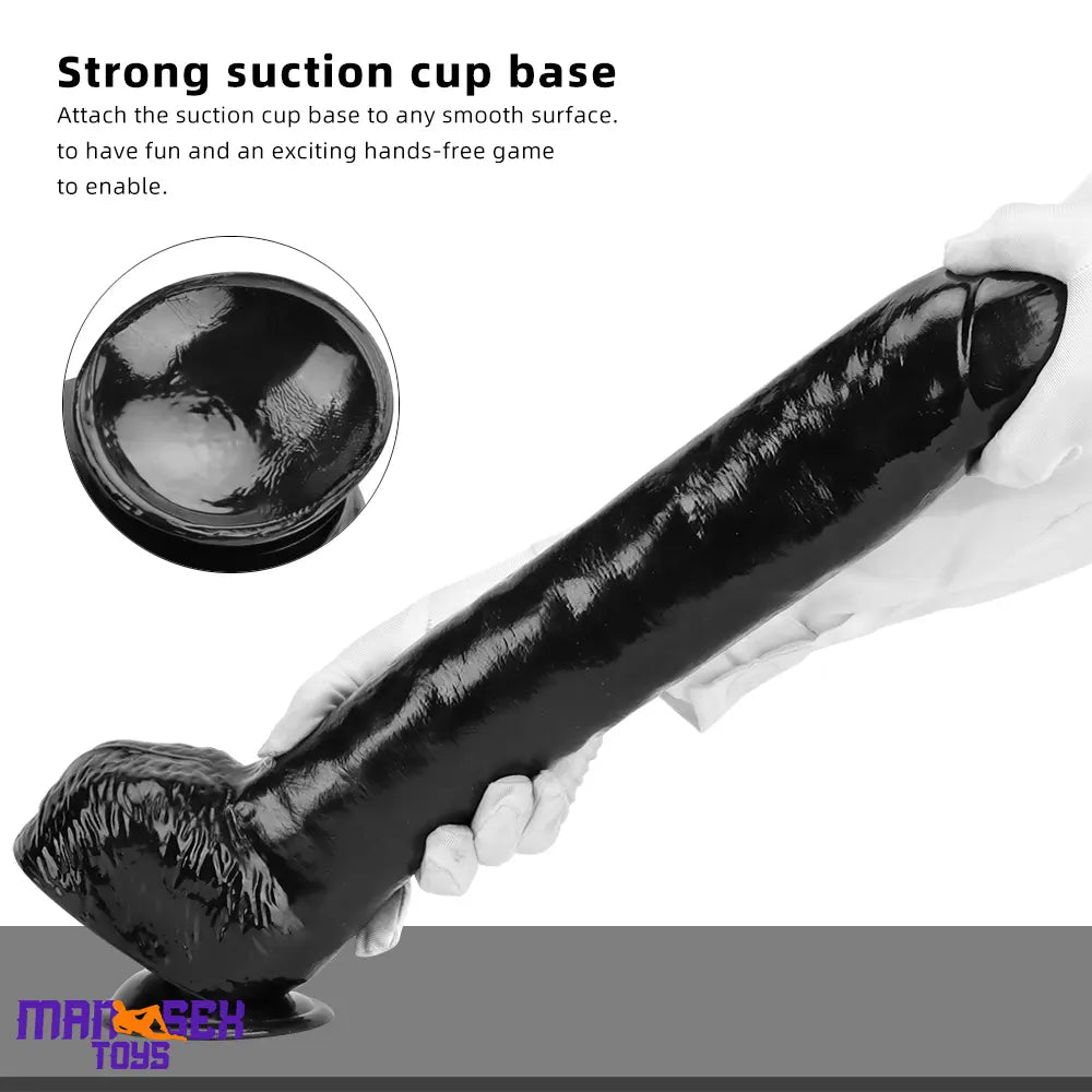 15.74in Extra Big Long Black Dildo Real BDSM Sex Toy For G spot Lover