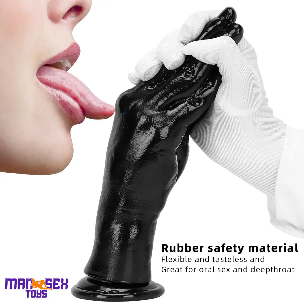 6.3in 8.66in 11.02in Women Using Big Black Thick Hands Fist Wide Dildo