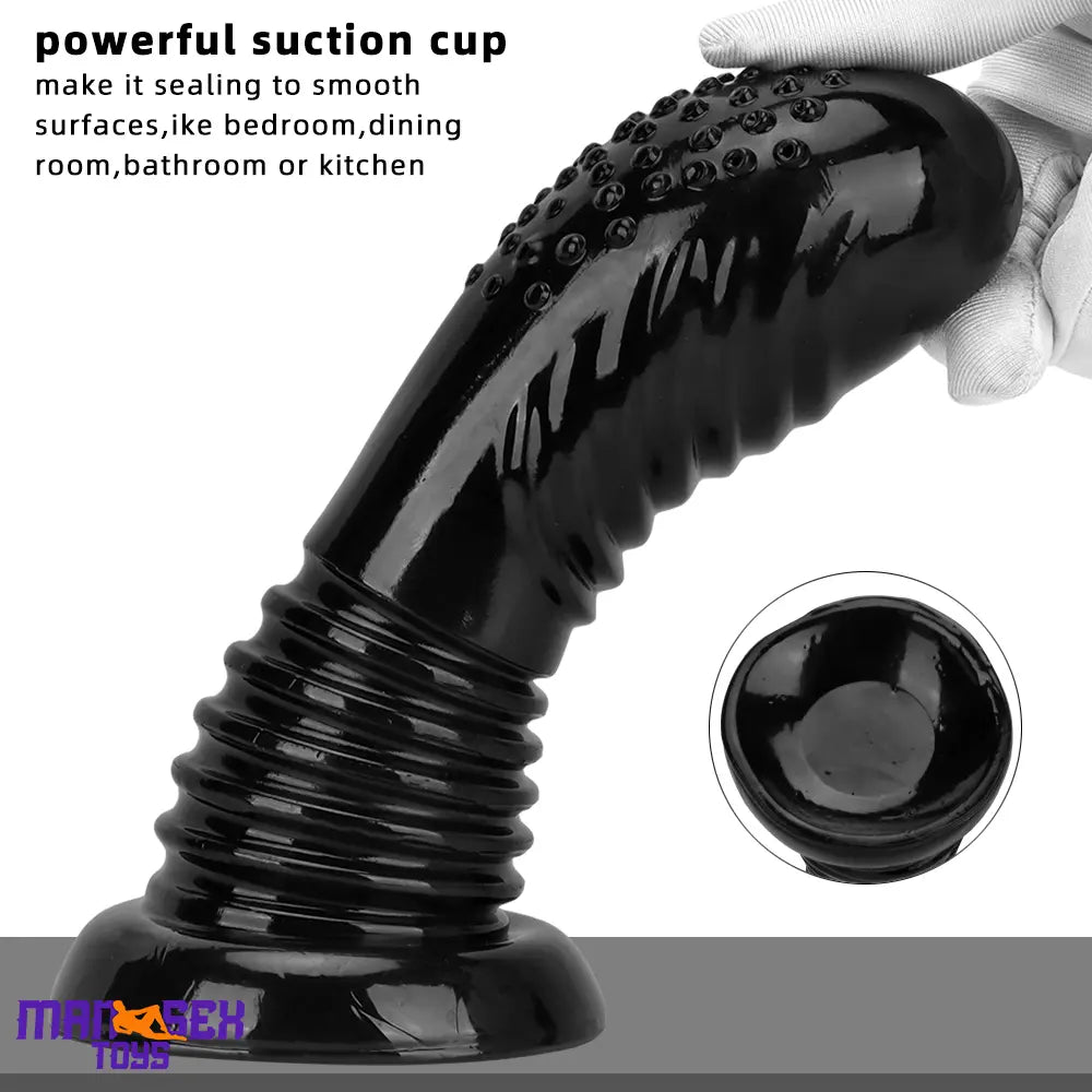 7.08in Fantasy Black Spiked Thick Dildo For Anal Vaginal Expansion Cock