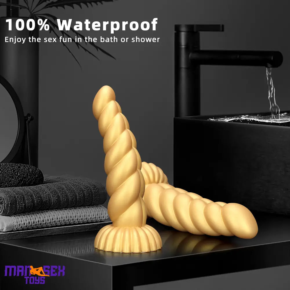 5.51in 7.87in 10.23in Gold Silicone Soft Fantasy Dildo For Anal Orgasm Cock