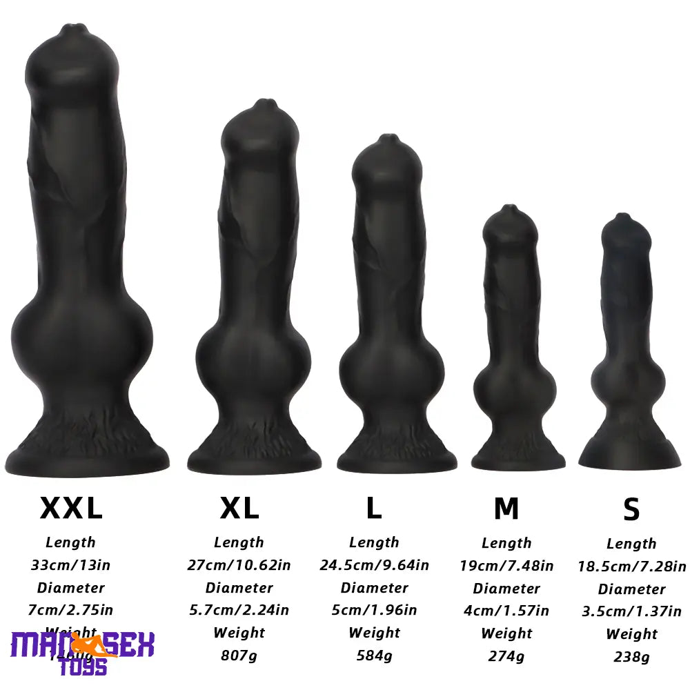 7.28in 7.48in 9.64in 10.62in 13in Big Black Silicone Dog Cock Male Dildo