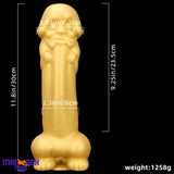 11.8in Liquid Large Soft Silicone Fantasy Thick Gold Anal Spiked Clit Dildo