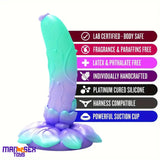 7.4in Soft Flexible Silicone Rose Shape Colored Particles Cock Head Dildo