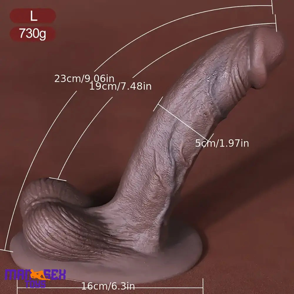 5.3in 7.09in 9.06in Ebony Silicone Soft Dildo For Flirting Orgasm Expansion