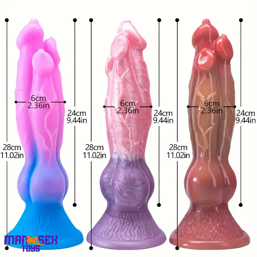 11.02in Colorful Silicone Flexible Fantasy Dog Dildo For BDSM Sex Game