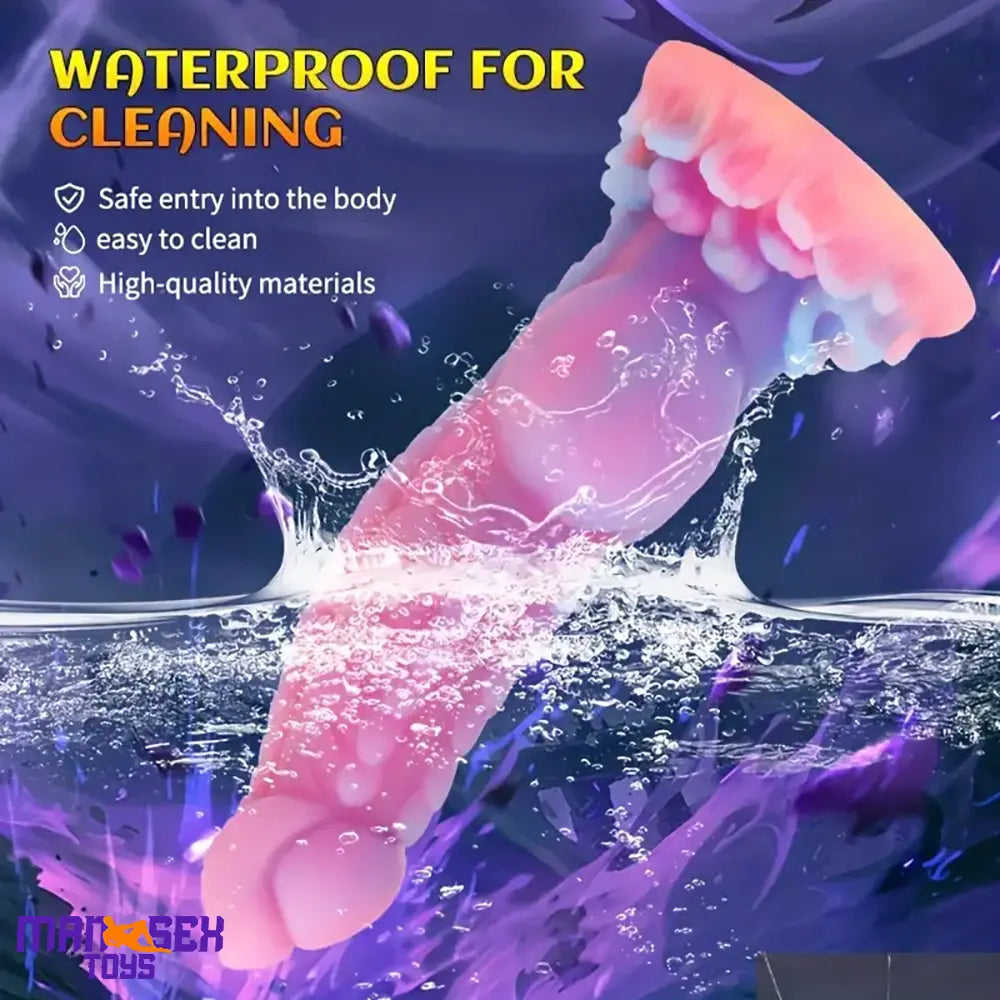 8.14in Colorful Silicone Flexible Fantasy Big Luminous Monster Female Dildo