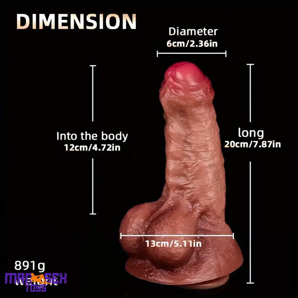 7.87in Superb Skin Thick Real Feeling Silicone Dildo Adult Pleasure Toy