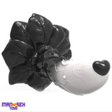 7.4in Soft Flexible Silicone Rose Shape Colored Particles Cock Head Dildo