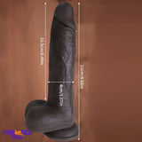 8.66in Usb Powered 10 Vibrating 9 Thrusting Remote Silicone Ebony Anal Dildo