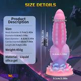 8.14in Colorful Silicone Flexible Fantasy Big Luminous Monster Female Dildo
